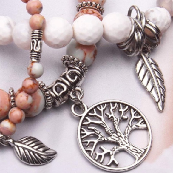 NWT Tree of Life Turquoise Jasper & Tibetan Agate Gemstone Boho Wrap Bra… - Picture 3 of 7